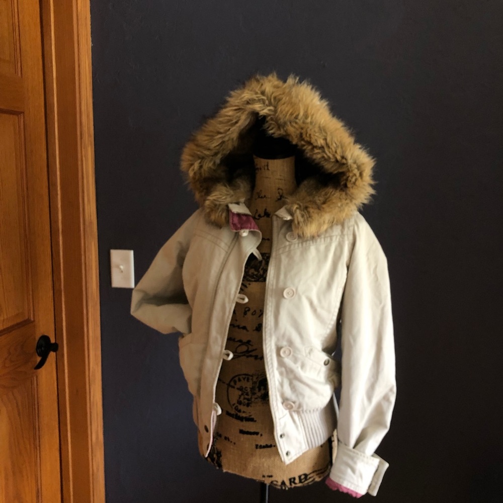 abercrombie girls Sz xl fur lined coat